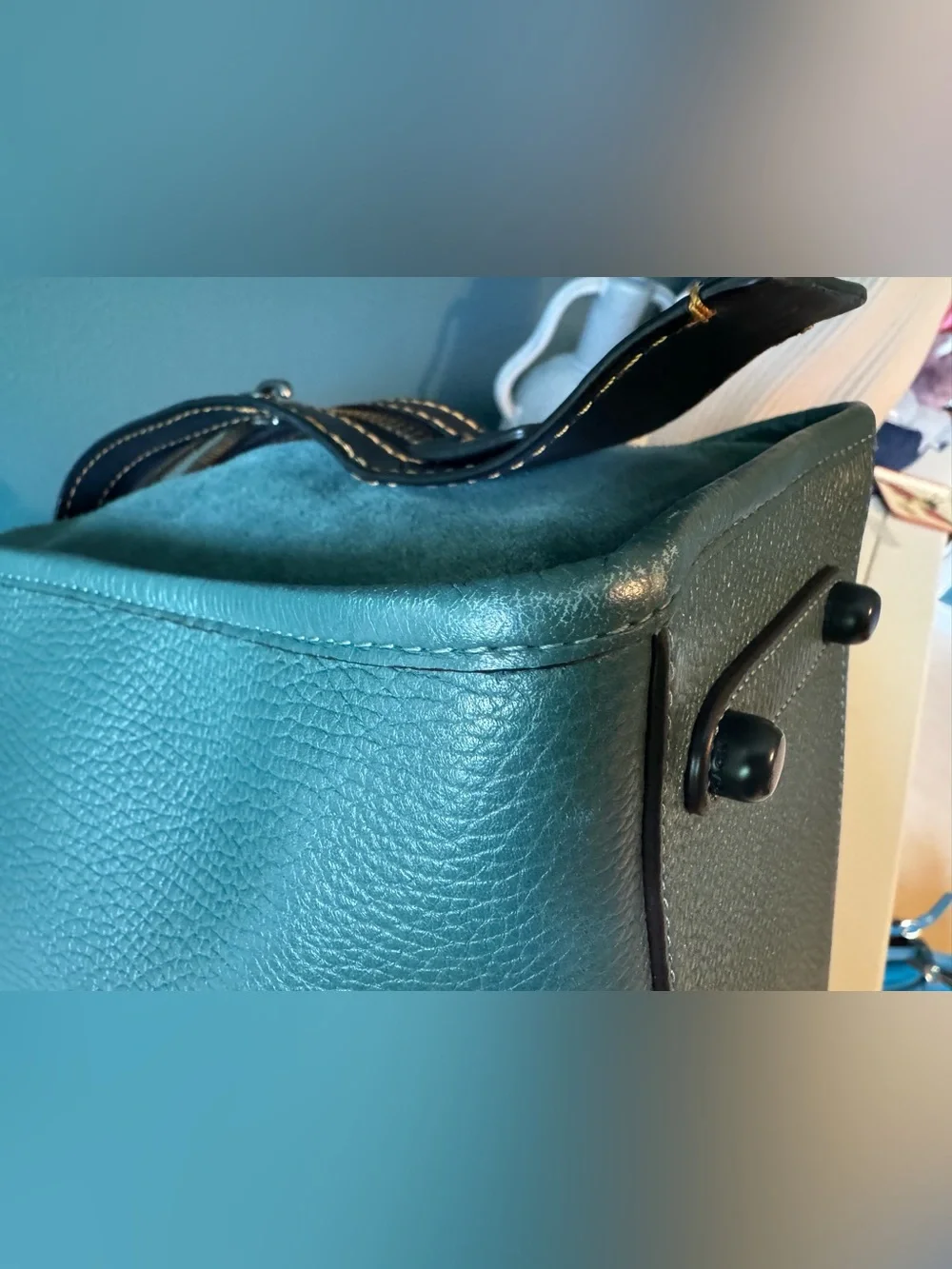 Coach 1941 Rogue with whipstitch handles in teal - Picture 7 of 11
